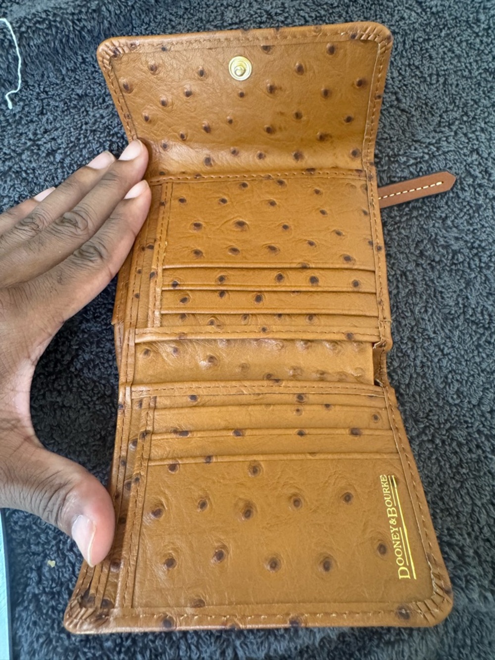 Dooney & Bourke Ostrich Small Flap Wallet (Caramel) - Picture 8 of 12